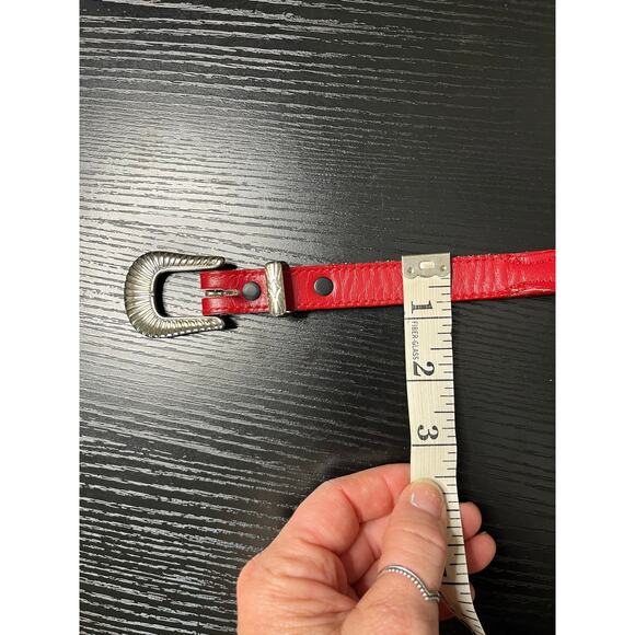 Vintage Nocona Red Leather Thin Belt with Silver Concho Details main image 9